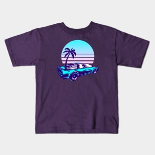 Futuristic Car Retro Sunset Synthwave Kids T-Shirt